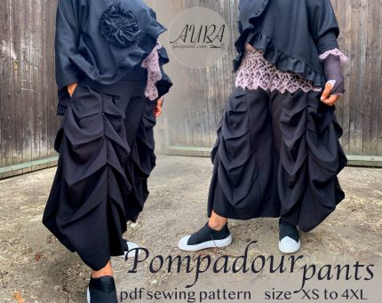 Pompadour pants PDF Sewing Pattern. Lagenlook, Elegant style.