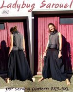 Ladybug Sarouel. Digital sewing pattern featuring a lagenlook style and big pockets.