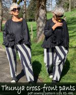 Thunya Cross-front pants digital sewing pattern with tutorial.
