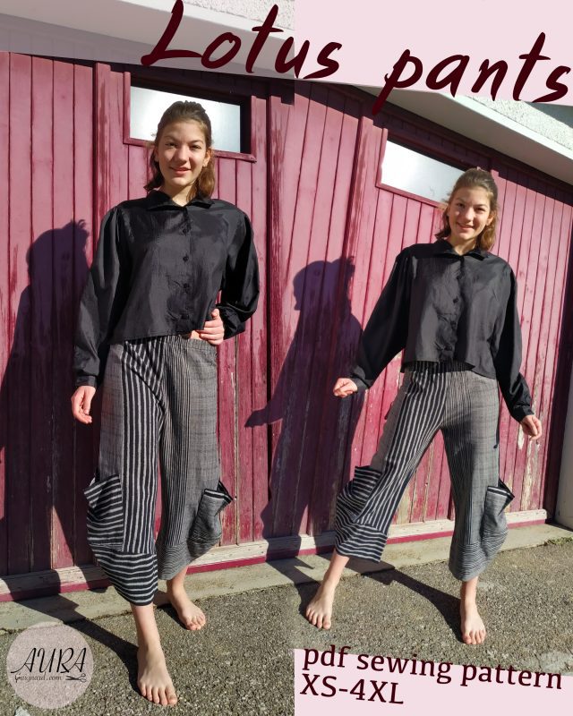 Lotus pants PDF sewing pattern. Lantern pants Lagenlook style