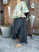 Wide leg culottes with skirt overlay, inspired by the Flamingo flower — artistic lagenlook design by Aura Guignard.
