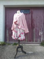 Wide leg culottes with skirt overlay, inspired by the Flamingo flower — artistic lagenlook design by Aura Guignard.